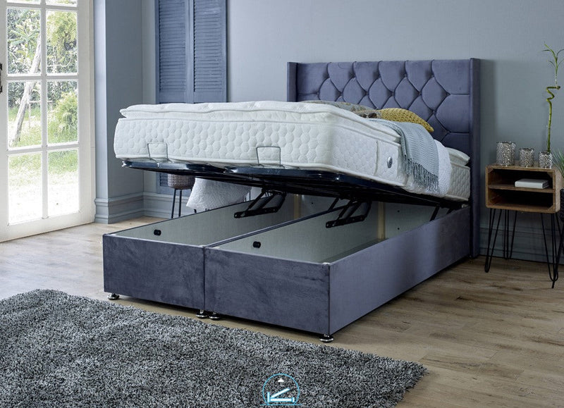 Marlon 6ft Superking Ottoman Bed Frame- Velvet Grey