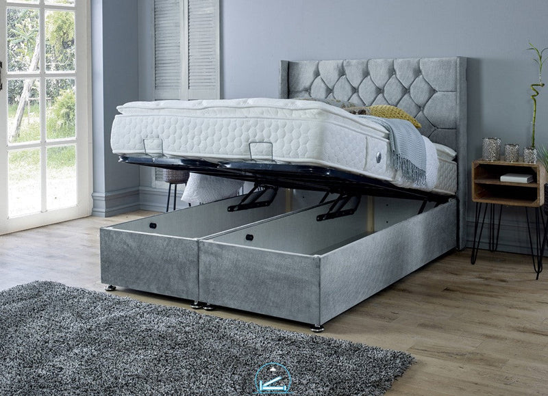 Marlon 3ft Single Ottoman Bed Frame- Naples Silver