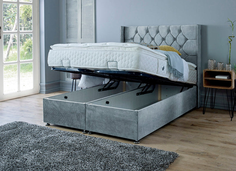 Marlon 6ft Superking Ottoman Bed Frame- Velvet Grey