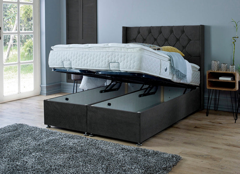 Marlon 4ft Ottoman Bed Frame- Velvet Grey