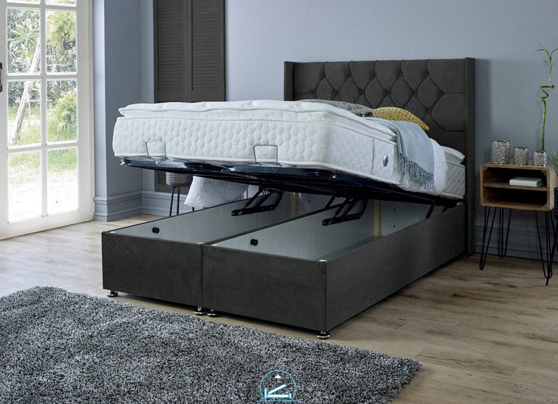 Marlon 3ft Single Ottoman Bed Frame- Velvet Grey