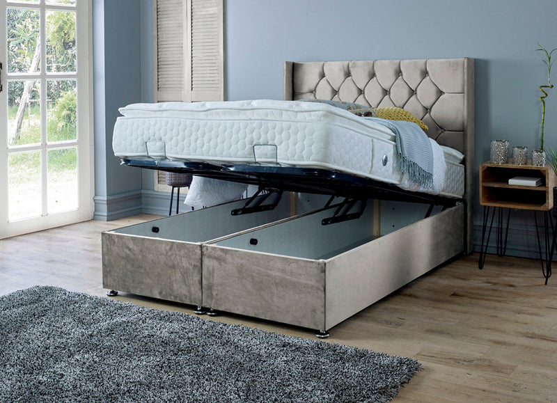 Marlon 5ft Kingsize Ottoman Bed Frame- Naples Silver