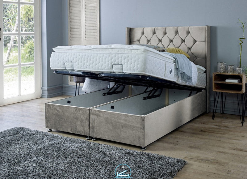 Marlon 4ft Ottoman Bed Frame- Velvet Grey