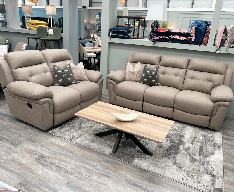 Bubble 3+2 Seater Reclining Sofa Set - Beige