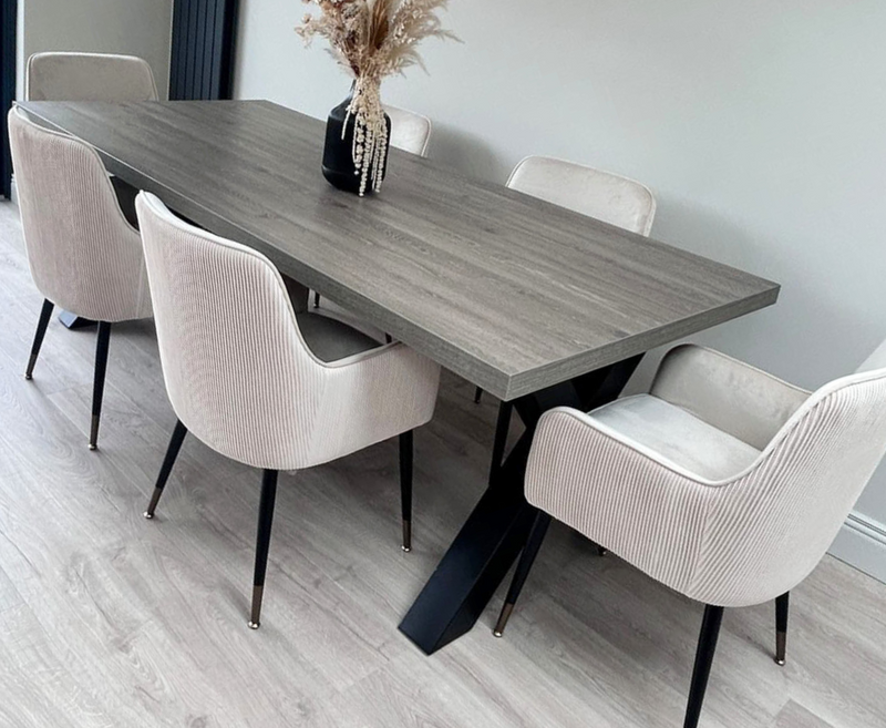 Dallas Dining Table 1.8M with 6 Wilcox Dining Chairs - Full set