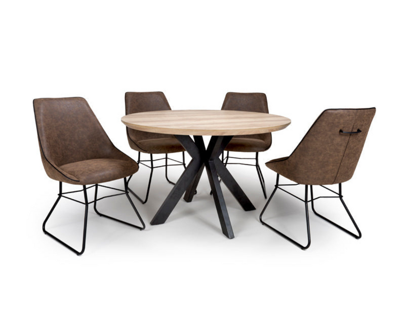 Manhattan 120cm Round Extending Dining Set - 4 Talia Chairs