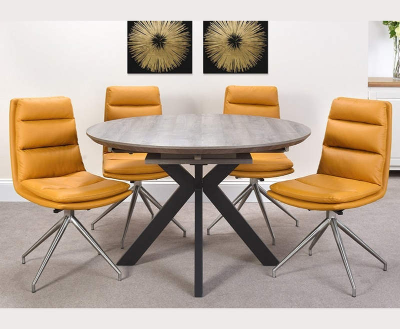 Manhattan 120cm Round Extending Dining Set - 4 Talia Chairs