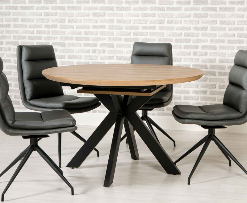 Manhattan 120cm Round Extending Dining Set - 4 Talia Chairs