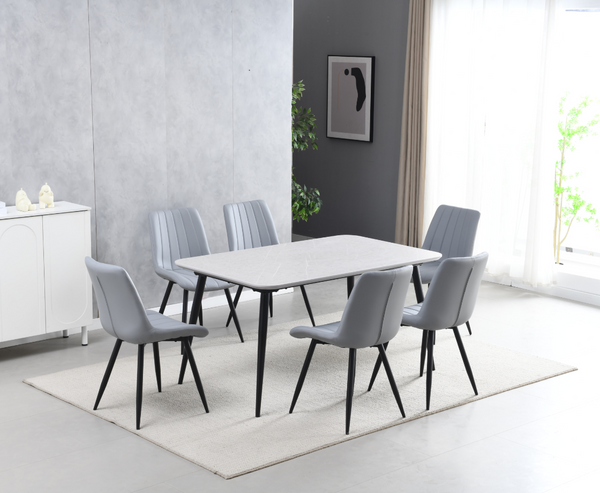 New York 1.5m Dining 7PC Set - Grey