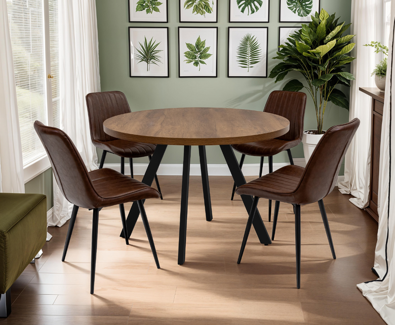 Panama 1.1m Round Dining Table - Dark Oak