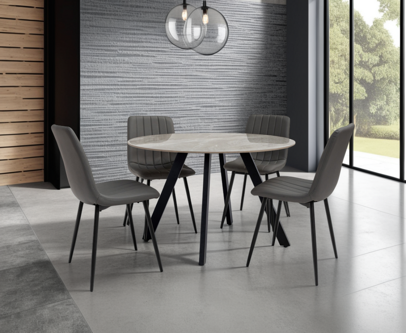 Saldini 1.07m Round Dining Table - Grey