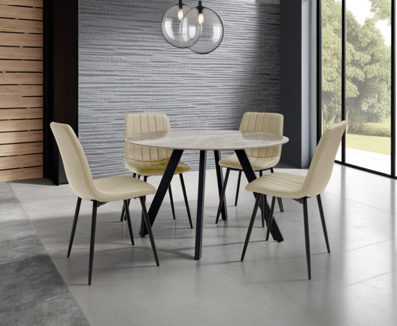 Saldini 1.07m Round Dining Table - Grey