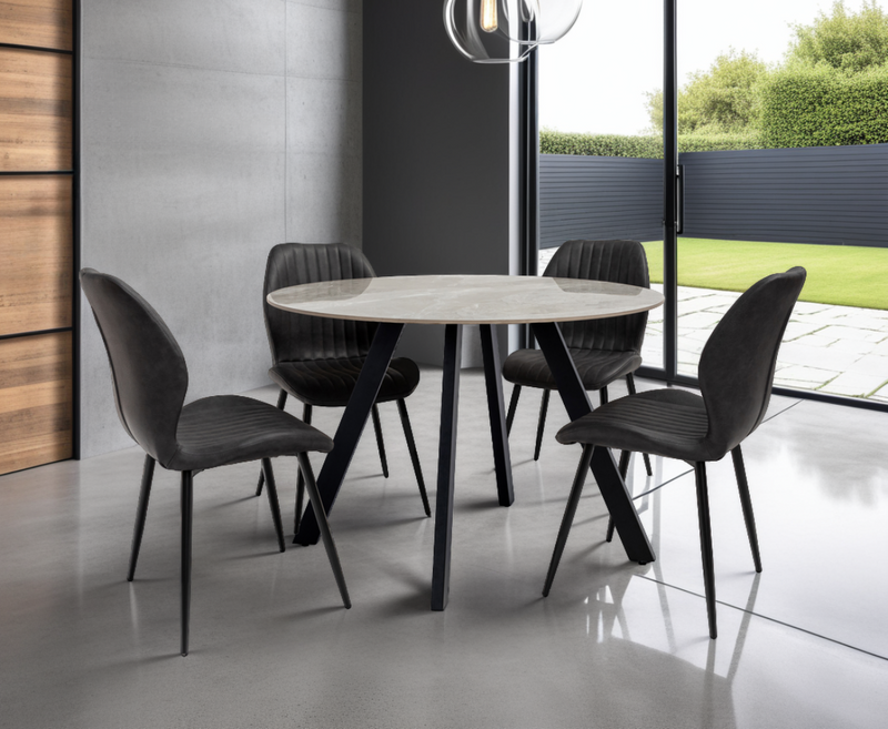 Saldini 1.07m Round Dining Table - Grey