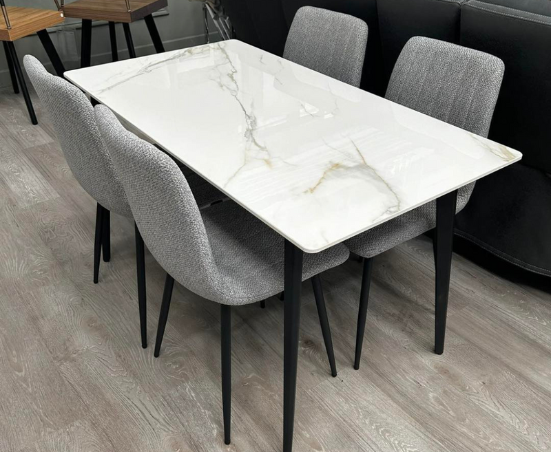 Hugo 1.3m Dining Table - Kass Gold with Black Leg