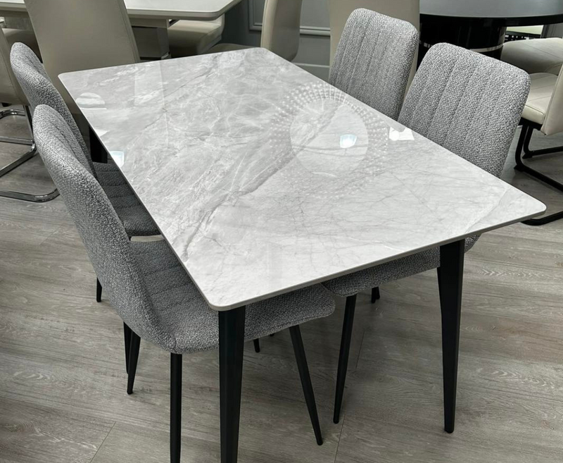 Hugo 1.3m Dining Table - Rebecca Grey with Black Leg