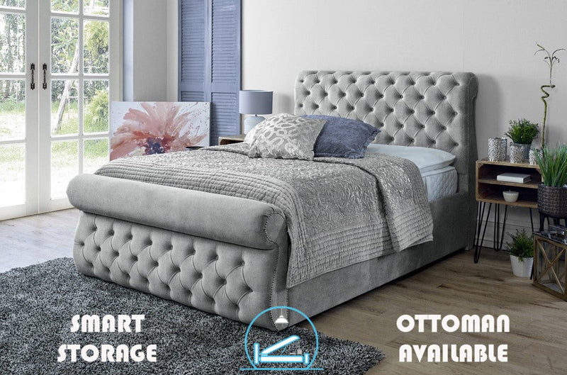 Alicante 4ft 6 Ottoman Bed Frame- Naples Silver