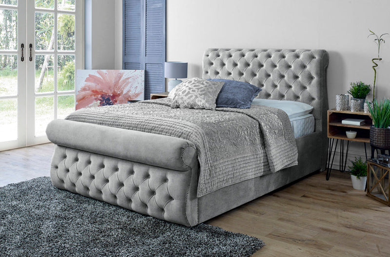 Alicante 4ft 6 Ottoman Bed Frame- Velvet Silver