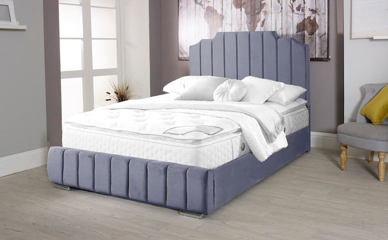 Art Deco 4ft 6 Bed Frame- Velvet Grey