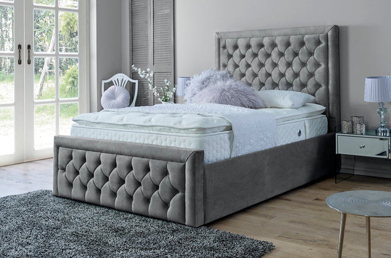 Lewis 4ft 6 Ottoman Bed Frame- Velvet Silver