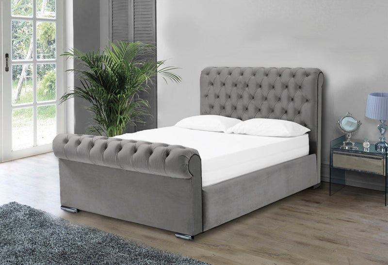 Benito 5ft Kingsize Ottoman Bed Frame- Velvet Blue