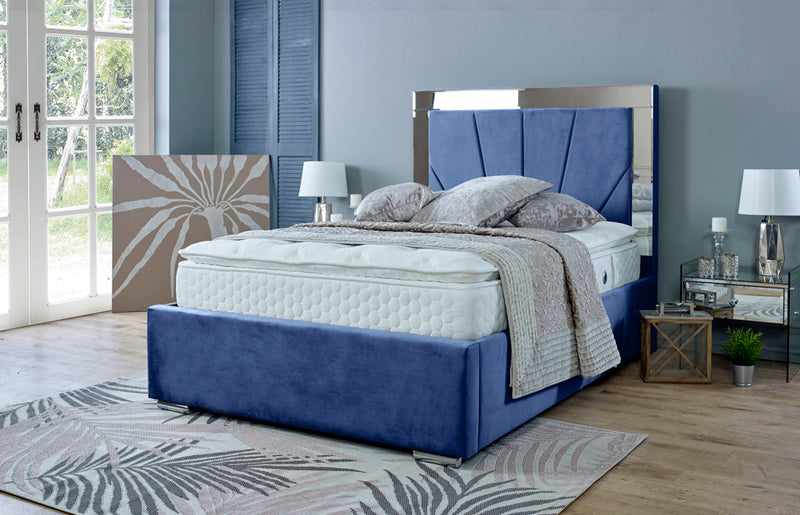 Aurora 6ft Superking Bed Frame- Velvet Blue