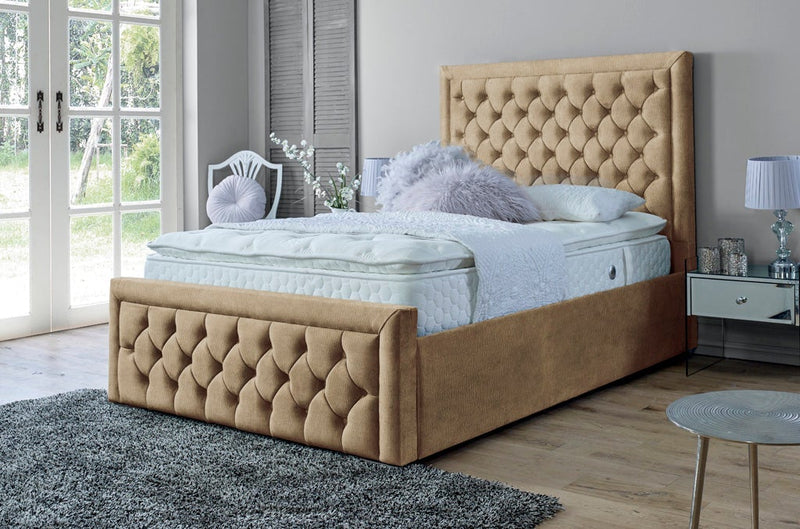 Lewis 5ft Kingsize Ottoman Bed Frame- Velvet Blue