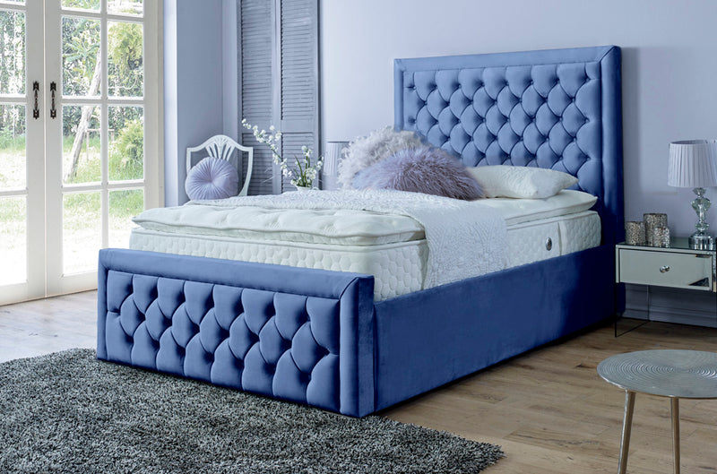 Lewis 5ft Kingsize Ottoman Bed Frame- Velvet Blue