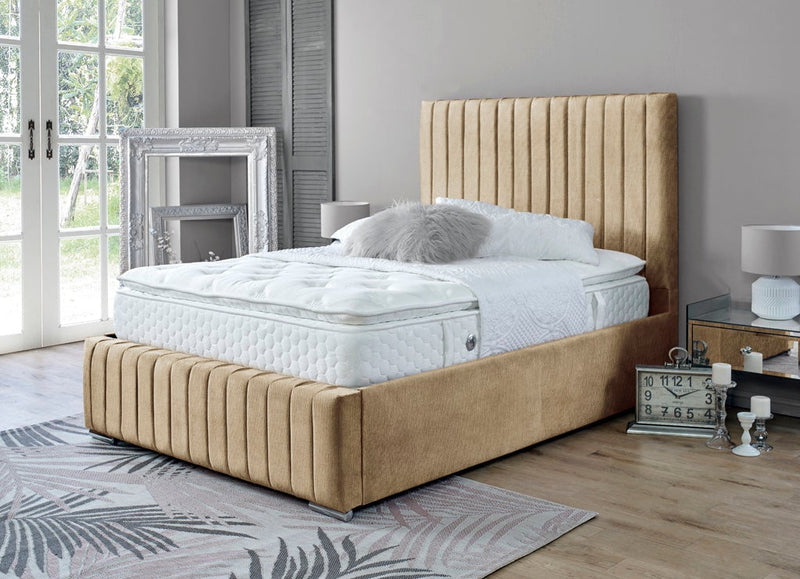 Turin 3ft Single Ottoman Bed Frame- Velvet Beige