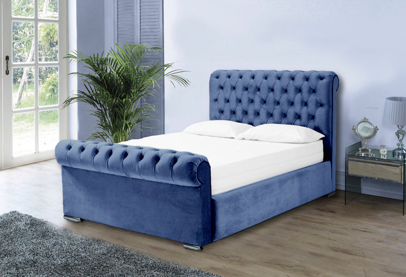 Benito 4ft Ottoman Bed Frame- Velvet Blue