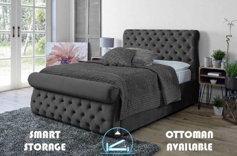 Alicante 4ft 6 Ottoman Bed Frame- Velvet Grey