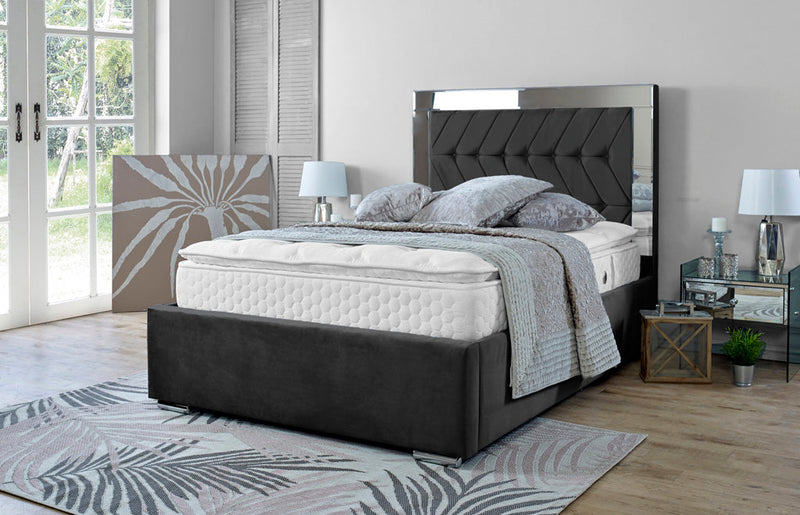 Parie 3ft Single Ottoman Bed Frame- Velvet Grey