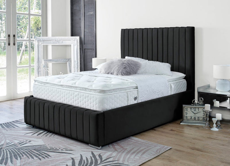 Turin 5ft Kingsize Ottoman Bed Frame- Velvet Grey