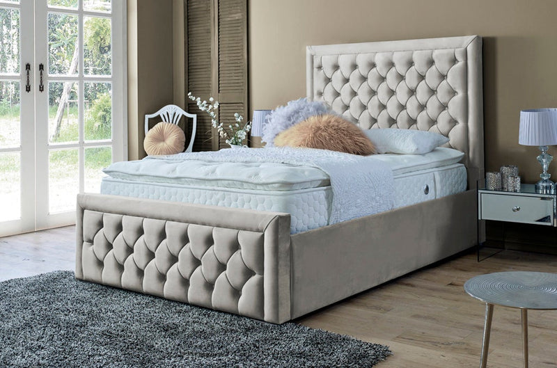 Lewis 4ft Ottoman Bed Frame- Velvet Steel