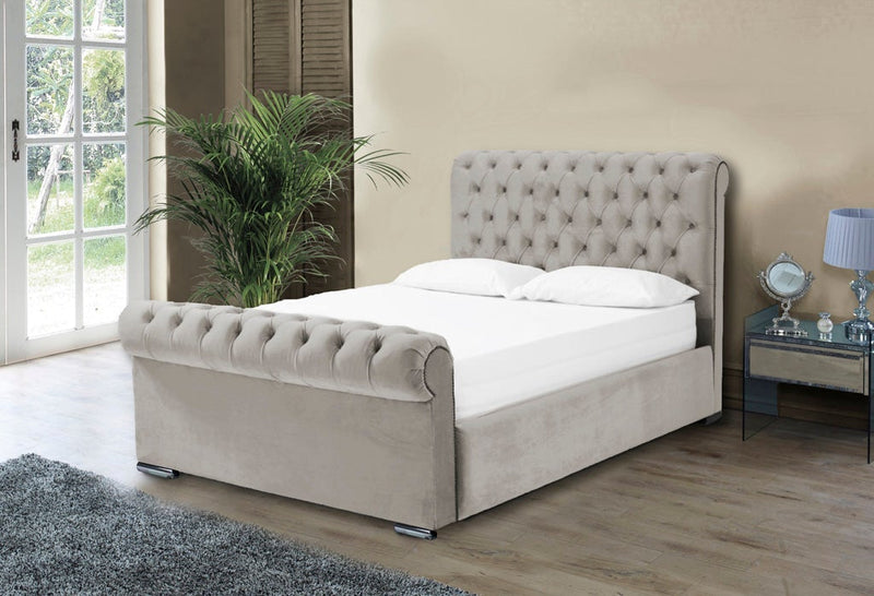 Benito 6ft Superking Ottoman Bed Frame- Velvet Steel