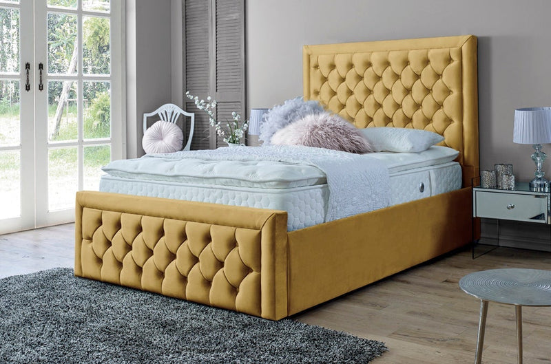 Lewis 5ft Kingsize Ottoman Bed Frame- Velvet Steel