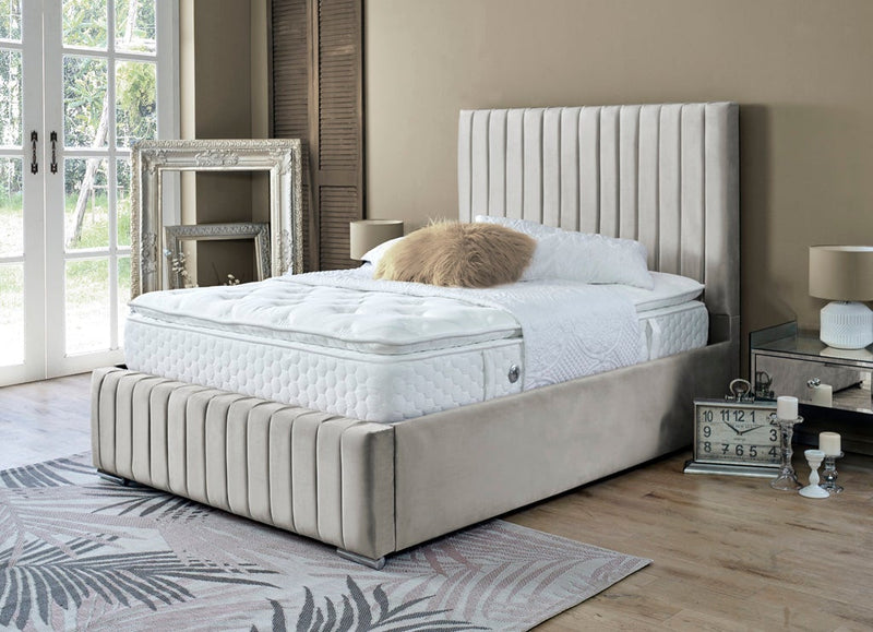 Turin 4ft Ottoman Bed Frame- Velvet Silver