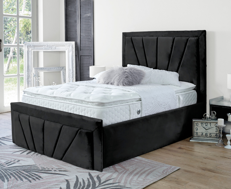 Starry 4ft Small Double Ottoman Bed Frame - Naples Black