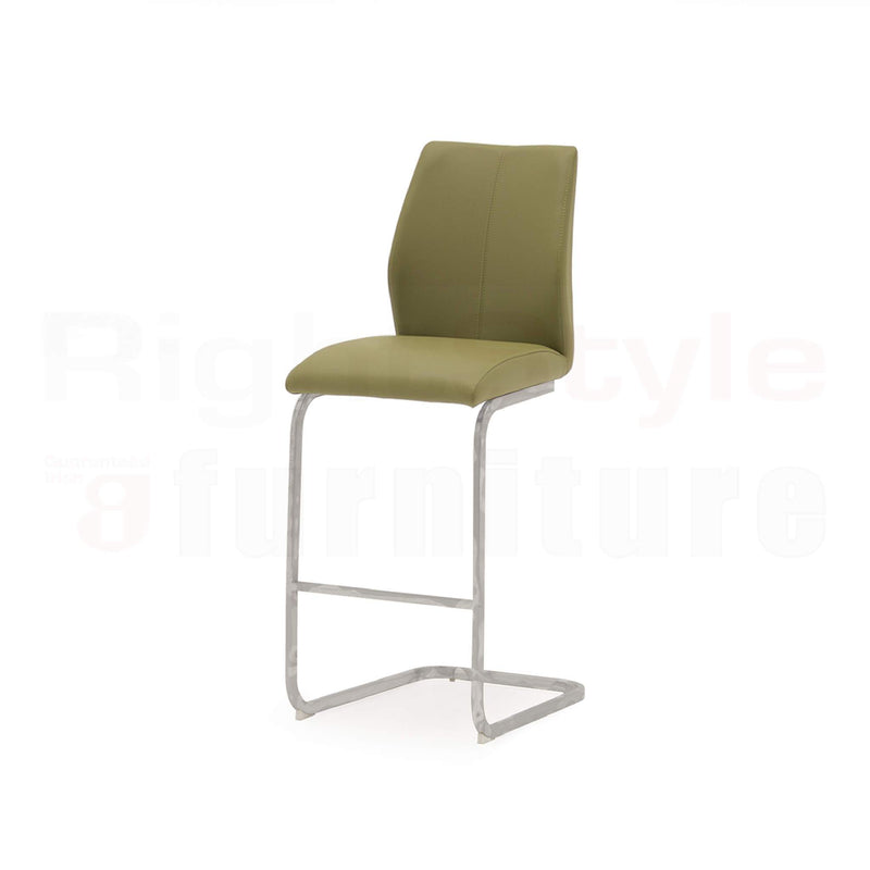 Set of 2 Elis Bar Chairs, Chrome Leg Olive