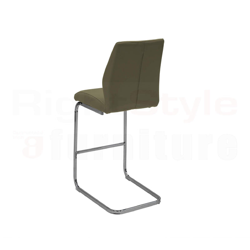 Set of 2 Elis Bar Chairs, Chrome Leg Olive