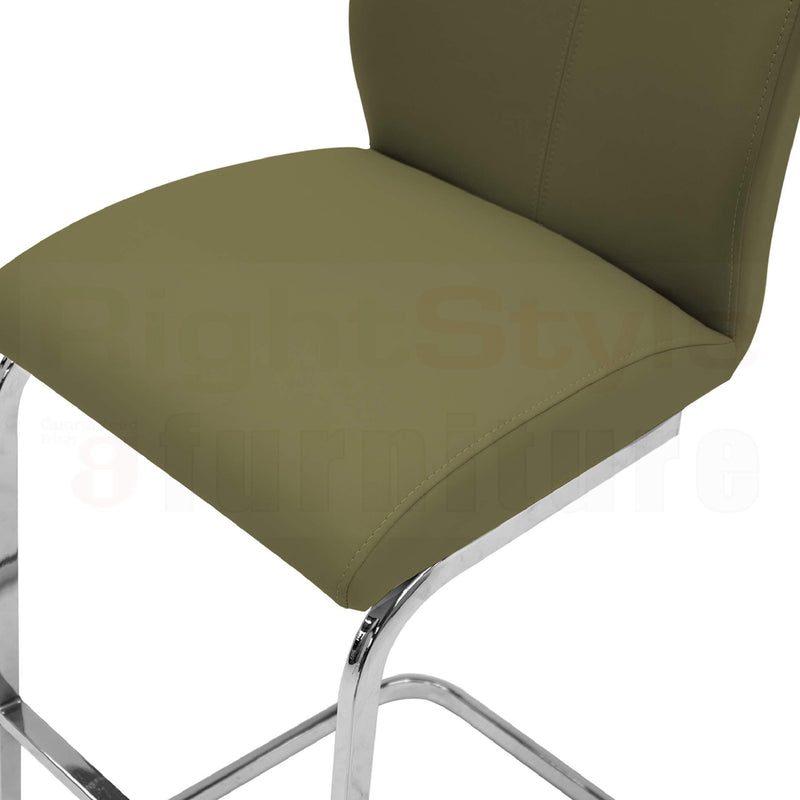 Set of 2 Elis Bar Chairs, Chrome Leg Olive