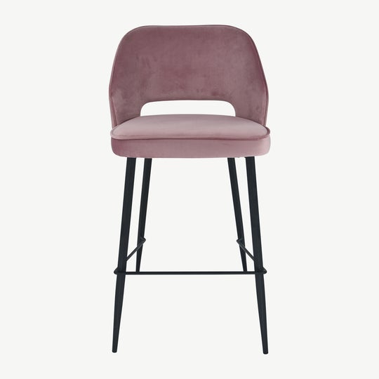 Sutton Velvet Bar Stool - Pink