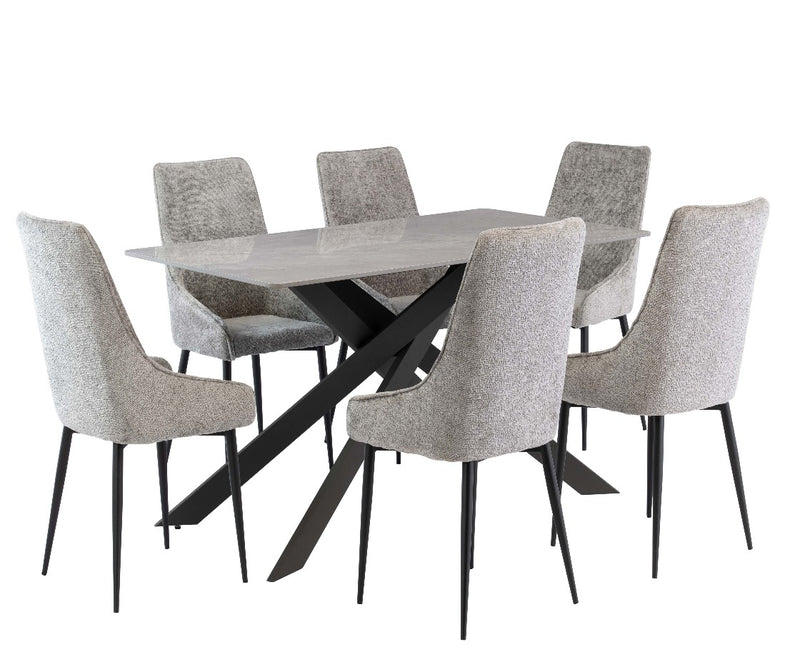 Clinton 1.6m Dining Table - Rebecca Grey / Black Leg