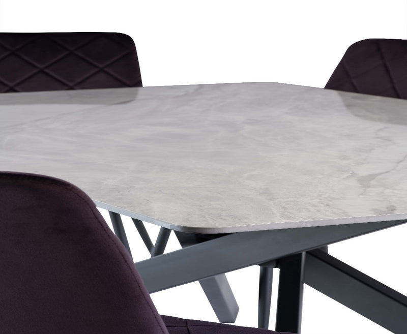 Clinton 1.6m Dining Table - Rebecca Grey / Black Leg