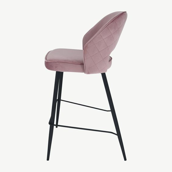 Sutton Velvet Bar Stool - Pink