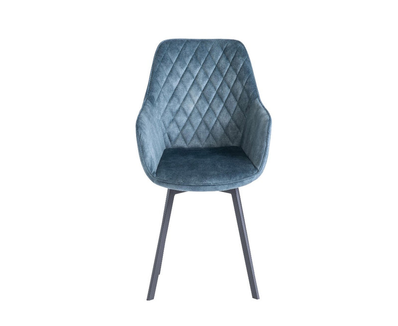 Vila Swivel Dining Chair - Teal Velvet with Black Leg