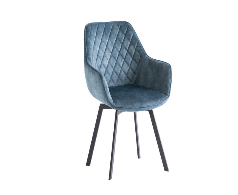 Vila Swivel Dining Chair - Teal Velvet with Black Leg